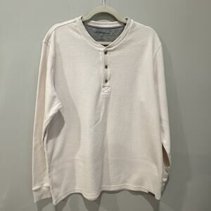 Eddie Bauer Thermal Shirt Mens XL Ivory Waffle Knit Henley Long Sleeve Outdoor
